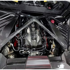 Dry Carbon Fiber Engine Bay X-Brace Strut Bar For Chevrolet Corvette C8 Stingray Z51 & Z06 Z07 2020-2026
