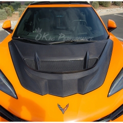 ZR1 Style Carbon Fiber Front Hood Bonnet For Chevrolet Corvette C8 Stingray Z51 & E-Ray & Z06 Z07 2020-2026
