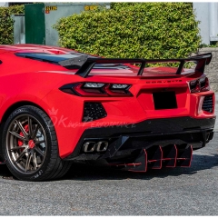 5VM Style Dry Carbon Fiber Rear Spoiler Wing For Chevrolet Corvette C8 Stingray Z51 2020-2026