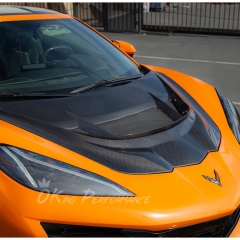 ZR1 Style Carbon Fiber Front Hood Bonnet For Chevrolet Corvette C8 Stingray Z51 & E-Ray & Z06 Z07 2020-2026