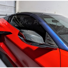Fins Style Dry Carbon Fiber Side Mirror Cover For Chevrolet Corvette C8 Stingray Z51 & E-Ray & Z06 Z07 2020-2026