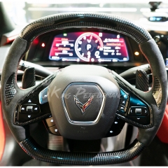 Customized Carbon Fiber RPM LED Display Steering Wheel For Chevrolet Corvette C8 Stingray Z51 & E-Ray & Z06 Z07 2020-2026