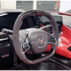 Customized Carbon Fiber RPM LED Display Steering Wheel For Chevrolet Corvette C8 Stingray Z51 & E-Ray & Z06 Z07 2020-2026