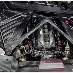 Dry Carbon Fiber Engine Bay Louvered Panels Cover For Chevrolet Corvette C8 Coupe Stingray Z51 & Z06 Z07 2020-2026