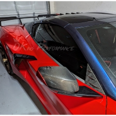 Fins Style Dry Carbon Fiber Side Mirror Cover For Chevrolet Corvette C8 Stingray Z51 & E-Ray & Z06 Z07 2020-2026