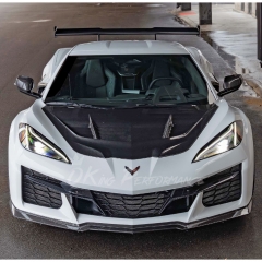ZR2 Style Carbon Fiber Front Hood Bonnet For Chevrolet Corvette C8 Stingray Z51 & E-Ray & Z06 Z07 2020-2026