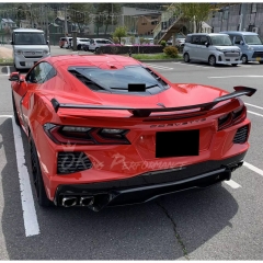 2 Stanchion Style Carbon Fiber Rear Spoiler Wing For Chevrolet Corvette C8 Stingray Z51 2020-2026