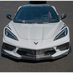 Z06 Style Dry Carbon Fiber Front Lip with Canards For Chevrolet Corvette C8 Stingray Z51 2020-2026