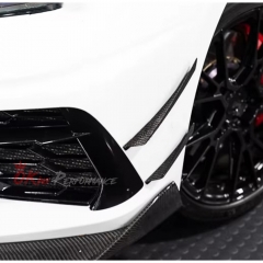 Dry Carbon Fiber Front Bumper Canards For Chevrolet Corvette C8 Stingray Z51 2020-2026