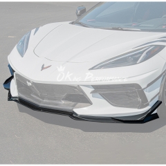 Z06 Style Dry Carbon Fiber Front Lip with Canards For Chevrolet Corvette C8 Stingray Z51 2020-2026