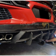 Dry Carbon Fiber Rear Diffuser Fins For Chevrolet Corvette C8 Stingray Z51 2020-2026