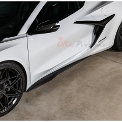OEM Style Dry Carbon Fiber Rockers Side Skirts For Chevrolet Corvette C8 Z06 Z07 & E-Ray 2020-2026