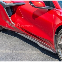 OEM Style Carbon Fiber Rockers Side Skirts For Chevrolet Corvette C8 Z06 Z07 & E-Ray 2020-2026