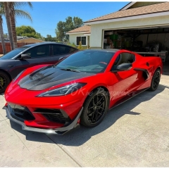StreetHunter Style Carbon Fiber Front Hood Bonnet For Chevrolet Corvette C8 Stingray Z51 & E-Ray & Z06 Z07 2020-2026