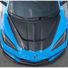 StreetHunter Style Dry Carbon Fiber Front Hood Bonnet For Chevrolet Corvette C8 Stingray Z51 & E-Ray & Z06 Z07 2020-2026