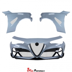 GTAM Widebody Style Dry Carbon Fiber With Portion Primer Wide Front Bumper & Fender For Alfa Romeo Giulia 2016-2023