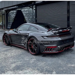 TopCar Style Dry Carbon Fiber Rear Spoiler Wing & Base Lid & Engine Cover For Porsche 911 Carrera & S 992 992.1 992.2 2019-2028