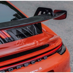GT3 V2 Style Full Dry Carbon Fiber Rear Spoiler & Engine Cover & Base Lid Set For Porsche 911 Carrera & S 992 992.1 992.2 2019-2028