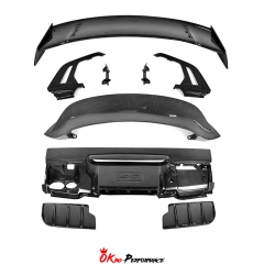 GT3 Style Full Dry Carbon Fiber Rear Spoiler & Engine Cover & Base Lid Set For Porsche 911 Carrera & S 992 992.1 992.2 2019-2028