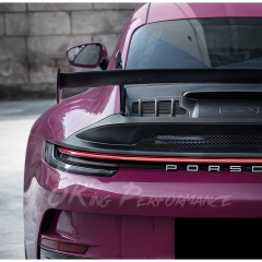 GT3 Style Full Dry Carbon Fiber Rear Spoiler & Engine Cover & Base Lid Set For Porsche 911 Carrera & S 992 992.1 992.2 2019-2028