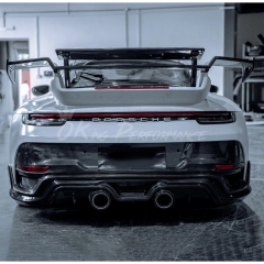 TechArt GTstreet R Style Rear Spoiler Wing & Base Lid & Engine Cover For Porsche 911 Carrera & S 992 992.1 992.2 2019-2028 Partial Visible Dry Carbon Fiber Version