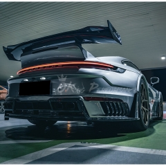 Ghost Style Dry Carbon Fiber Rear Spoiler Wing & Base Lid For Porsche 911 Carrera & S 992 992.1 992.2 2019-2028