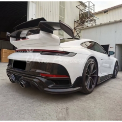 TechArt GTstreet R Style Rear Spoiler Wing & Base Lid & Engine Cover For Porsche 911 Carrera & S 992 992.1 992.2 2019-2028 Partial Visible Dry Carbon Fiber Version