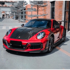 TechArt GTstreet R Style Front Bumper For Porsche 911 Carrera & S & Turbo S 992 992.1 992.2 2019-2028 Partial Visible Dry Carbon Fiber Version