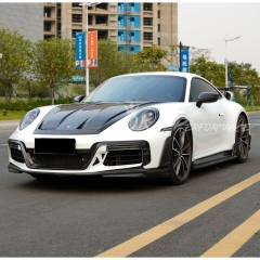 TechArt GTstreet R Style Front Bumper For Porsche 911 Carrera & S & Turbo S 992 992.1 992.2 2019-2028 Partial Visible Dry Carbon Fiber Version