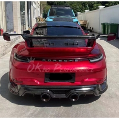 TechArt GTstreet R Style Rear Spoiler Wing & Base Lid & Engine Cover For Porsche 911 Carrera & S 992 992.1 992.2 2019-2028 Partial Visible Dry Carbon Fiber Version
