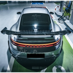 Ghost Style Dry Carbon Fiber Rear Spoiler Wing & Base Lid For Porsche 911 Carrera & S 992 992.1 992.2 2019-2028