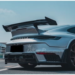 Ghost Style Dry Carbon Fiber Rear Spoiler Wing & Base Lid For Porsche 911 Carrera & S 992 992.1 992.2 2019-2028