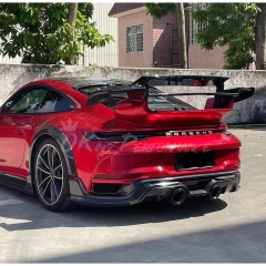 TechArt GTstreet R Style Rear Spoiler Wing & Base Lid & Engine Cover For Porsche 911 Carrera & S 992 992.1 992.2 2019-2028 Partial Visible Dry Carbon Fiber Version
