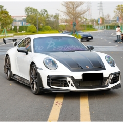 TechArt GTstreet R Style Front Bumper For Porsche 911 Carrera & S & Turbo S 992 992.1 992.2 2019-2028 Partial Visible Dry Carbon Fiber Version