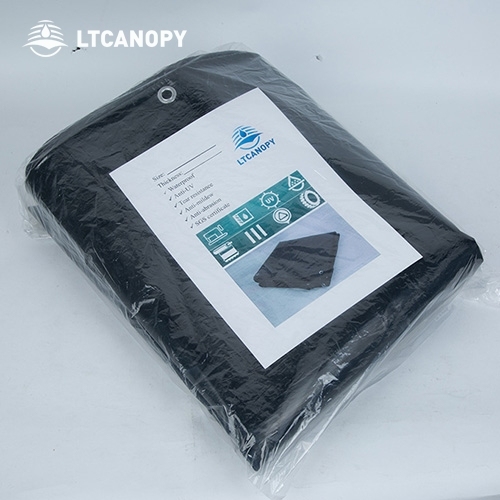 7Mx7M 0.65MM 680G Black PVC Tear Resistant Fabric Coated Tarp