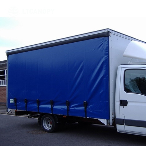 Blue PVC Heavy Duty Filament Fabric Tarp For RV Side Curtain
