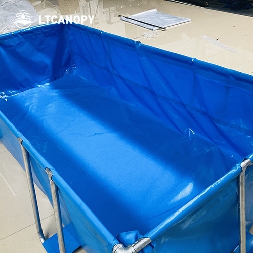Blue Rectangle PVC Fabric Tarpaulin Fish Farming Pool