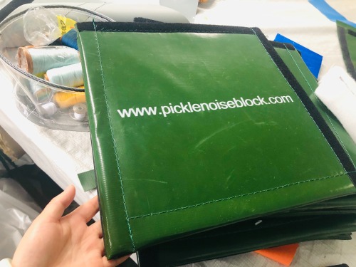Green PVC Tarpaulin Soundproof Blankets Noise Barrier Sheet Square Sample