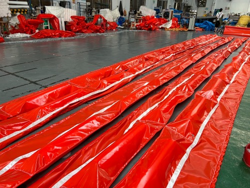 Dark Orange PVC Tarpaulin Oil Spill Boom Floating Boom Barriers