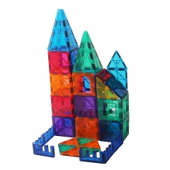 48 Pcs Magnetic Tiles, 3D Magnet Building Block Set with Rivets-Fastened for 3 Year Old and Up Kids, Learning and Bonding by Playing, Inspirational, Recreational, Educational, Conventional