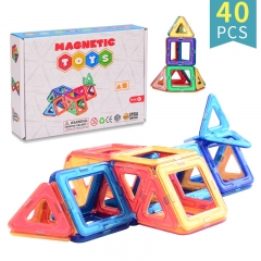 HAOQI Magnetic Blocks 40PCS Upgrade Magnetic Building Blocks for Kids Magnetic Tiles 3D Magnetic Toys Educational STEM Toys Tiles Set Castle Toys for 2 3 4 5 6 7 Year Old Boys Girls Gifts