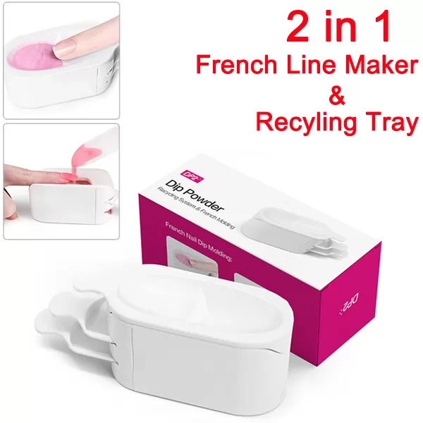 3 Layer French Smiler line Maker & Recycling French Nail Dipping Powder Tray