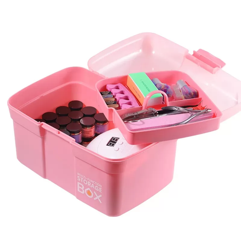 UV Lamp,Nail Polish,Tools Multi-Functional Double Layers Storage Box