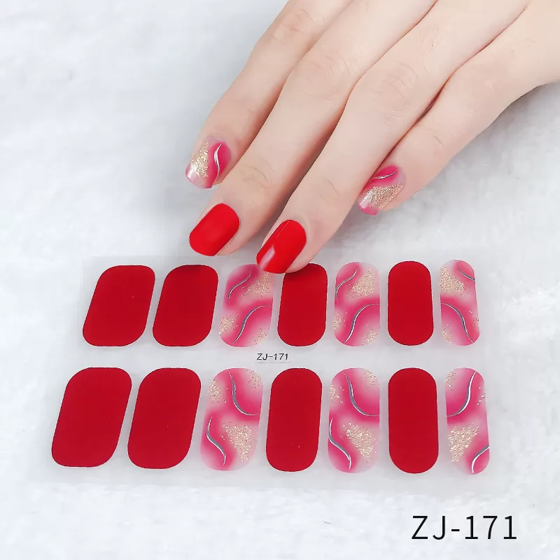 Pre-designed Beauty Nail Sticker,14 strips nail art wraps,ZJ171-ZJ180
