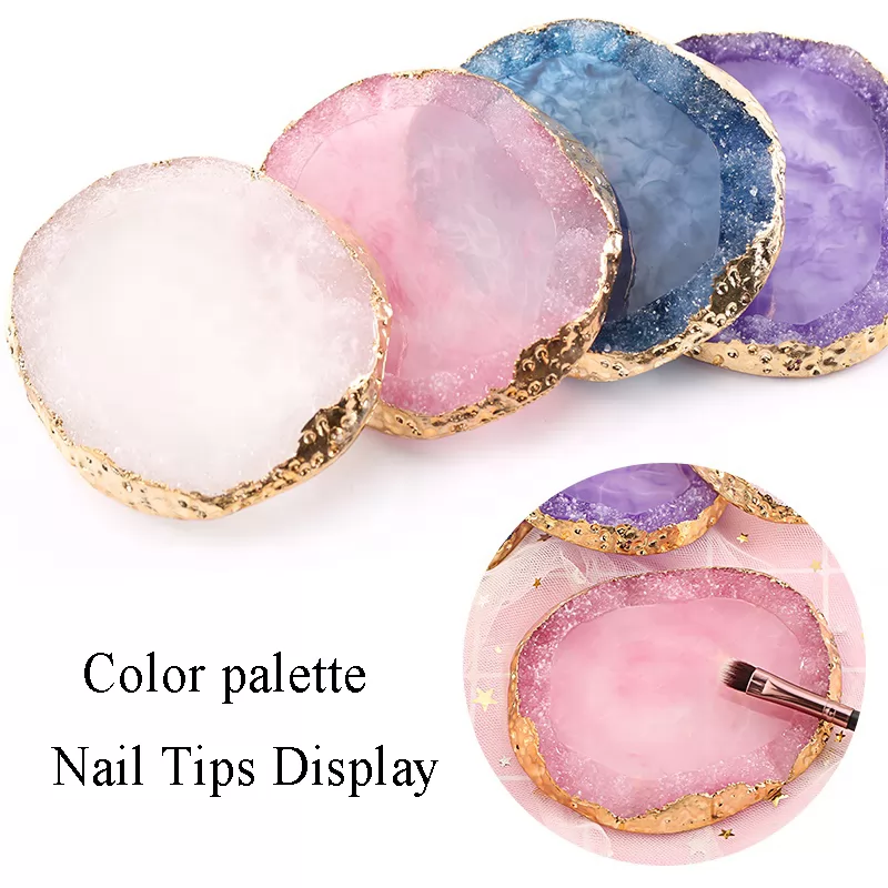 4 Colors Crystal Resin Stone Nail Color Mixing Palette/Nail Art Display