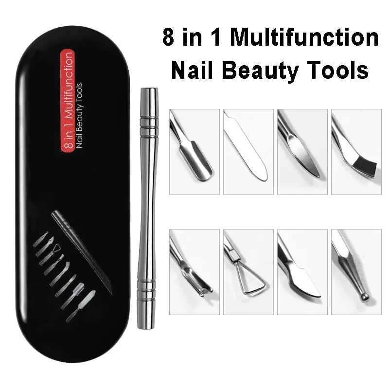 8 in 1 Multifunctional manicure tools,Cuticle Pusher