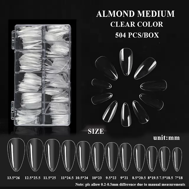 ALMOND MEDIUM CLEAR COLOR 504pcs/Acrylic box