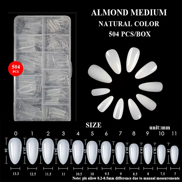 ALMOND MEDIUM NATURAL COLOR 504pcs/PP box