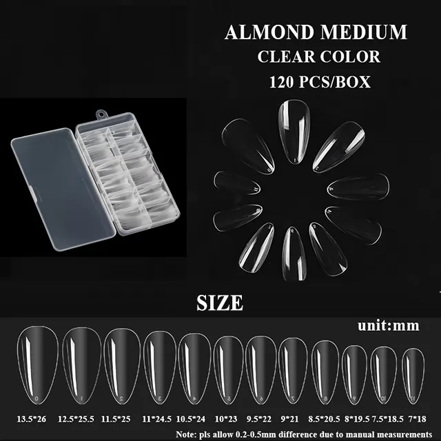ALMOND MEDIUM CLEAR COLOR 120pcs/box