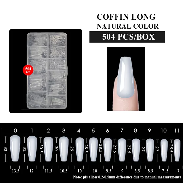 COFFIN LONG NATURAL COLOR 504pcs/PP box